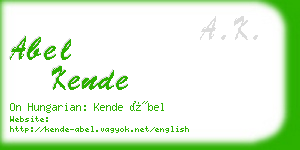 abel kende business card